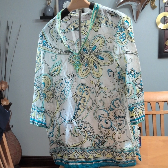 Chico's Tops - Chico's Blue and Green Paisley Long Sleeve Top